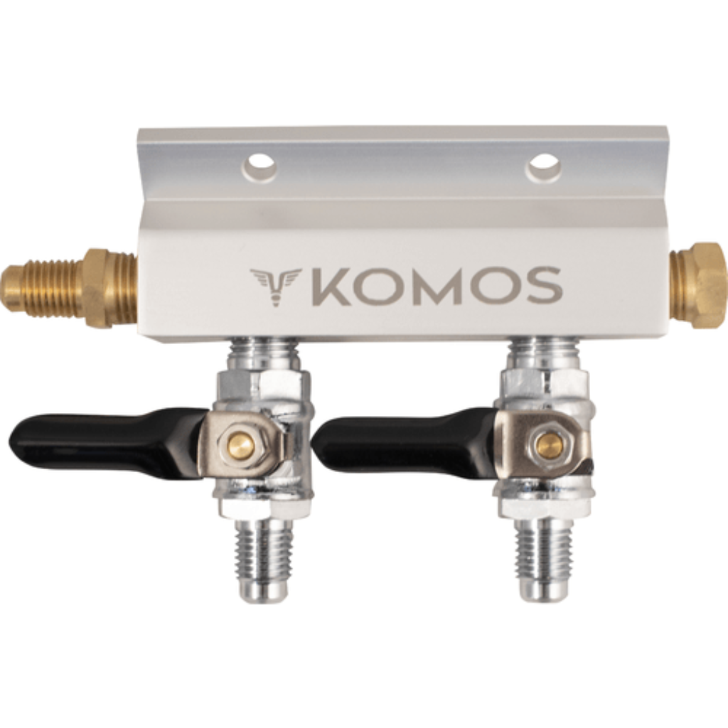 KOMOS 1/4&quot; Flare Aluminum 2-way Gas Manifold 