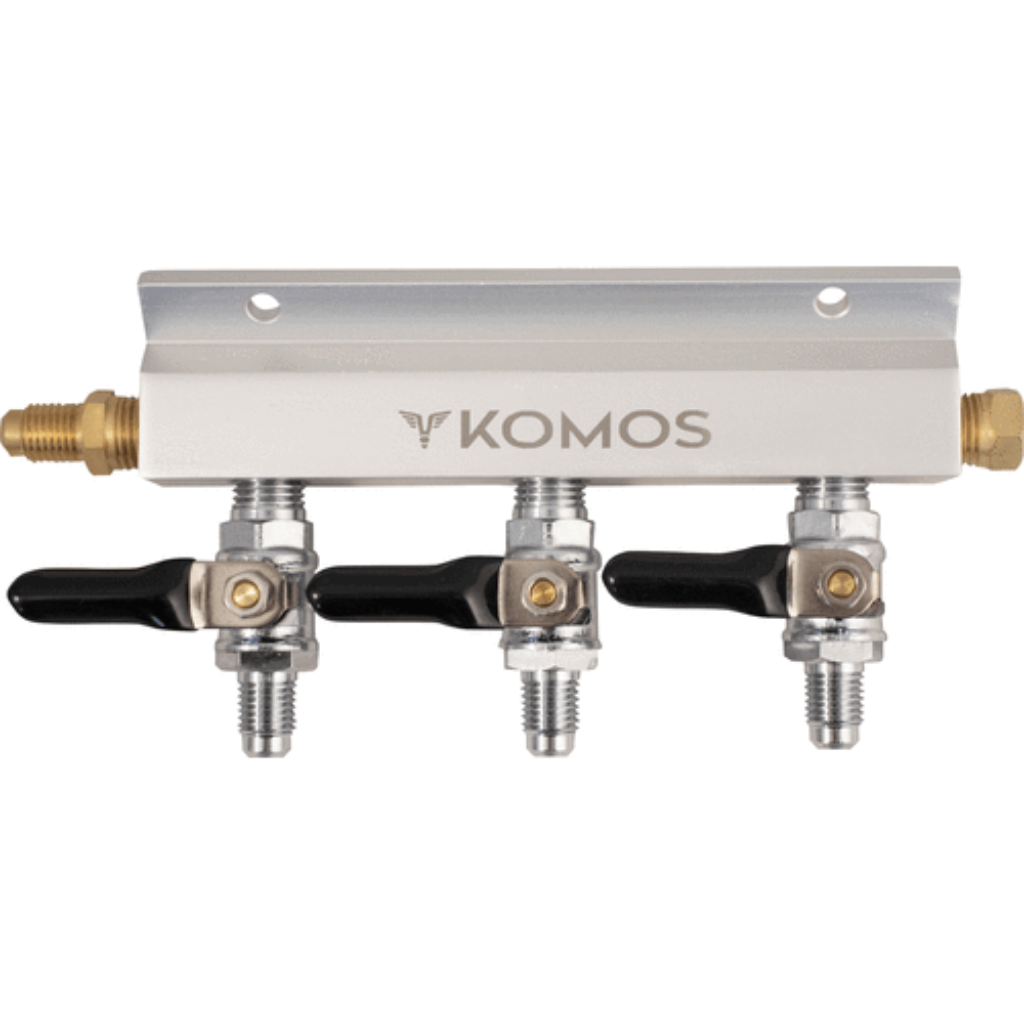 KOMOS 1/4&quot; Flare 3-Way Aluminum Gas Manifold