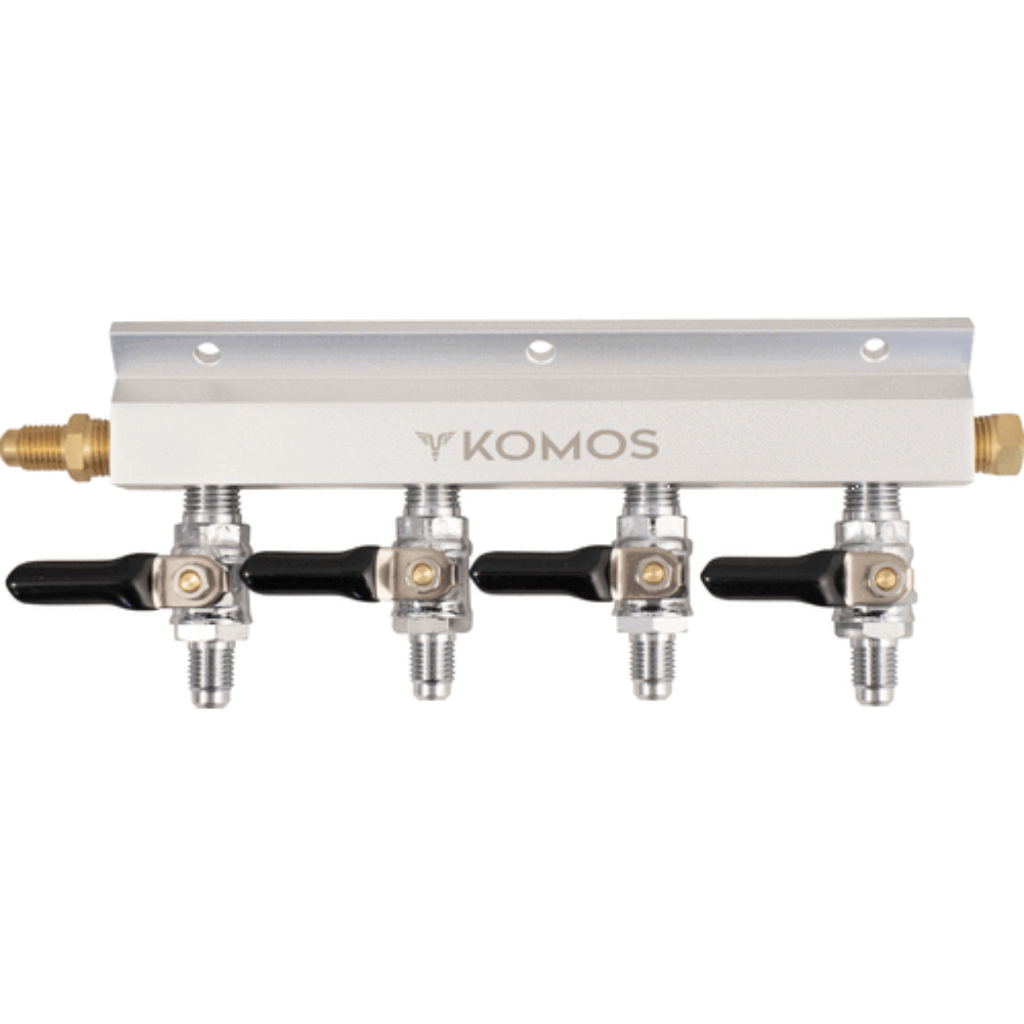 KOMOS 1/4&quot; Flare 4-Way Aluminum Gas Manifold